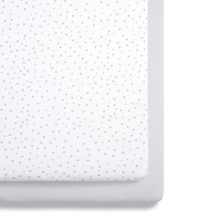 Crib 2 Pack Fitted Sheets - Grey Spots