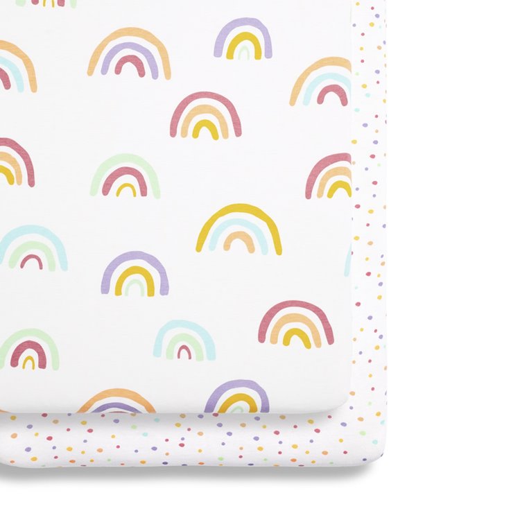 Crib 2 Pack Fitted Sheets - Colour Rainbow