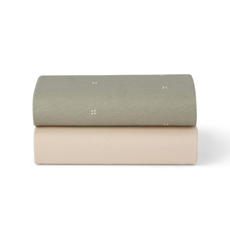 Crib 2 Pack Fitted Sheets - Sage / Cross