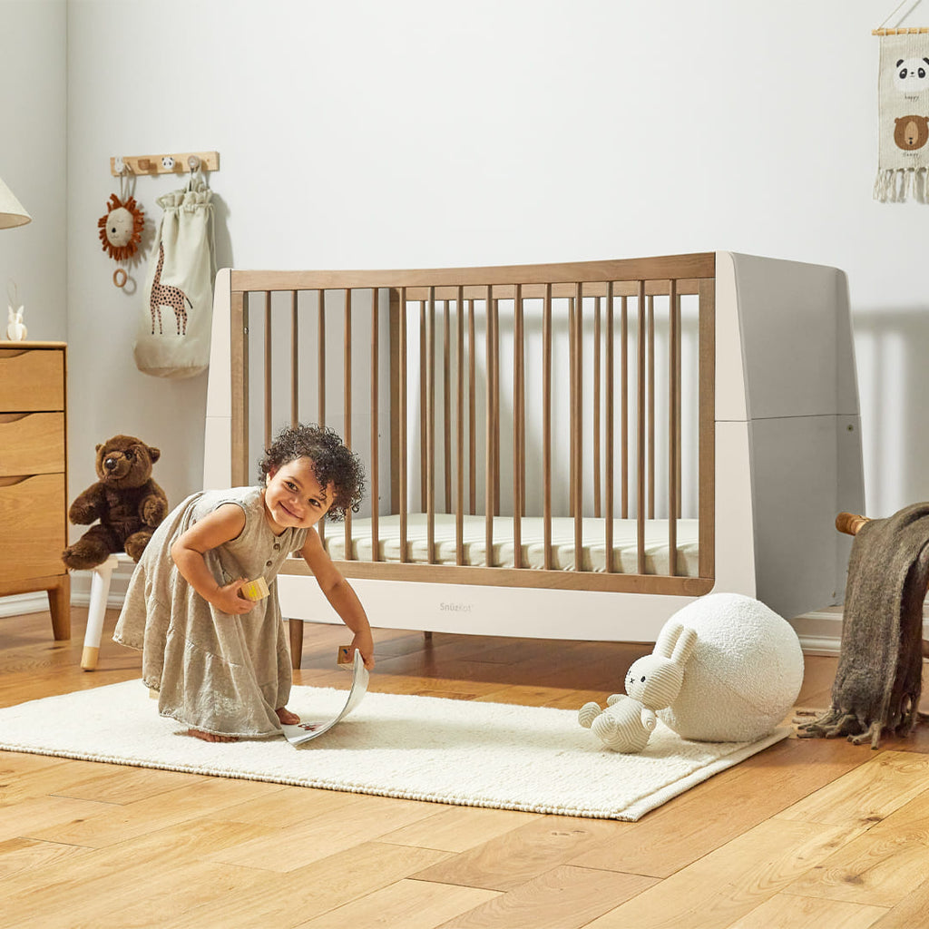 SnuzKot Skandi Cot Bed Cashmere & Walnut