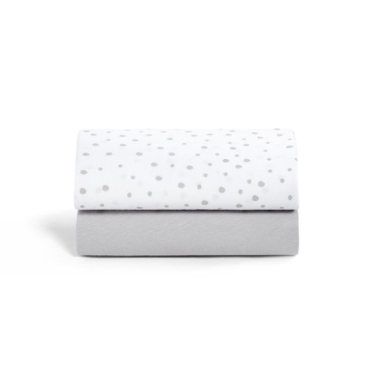 Crib 2 Pack Fitted Sheets - Grey Spots