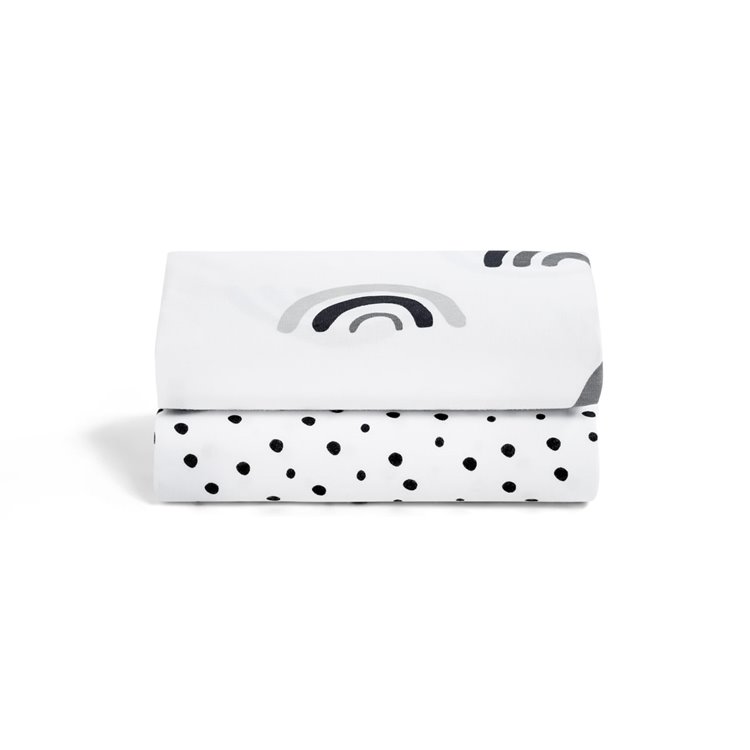 Crib 2 Pack Fitted Sheets - Mono Rainbow