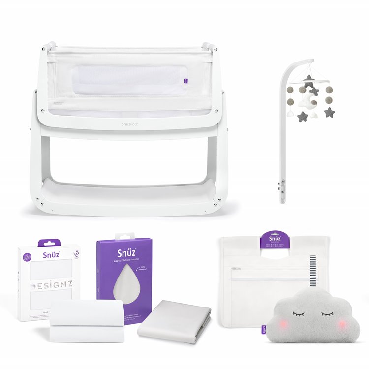 SnuzPod4 Bedside Crib Complete Bundle White