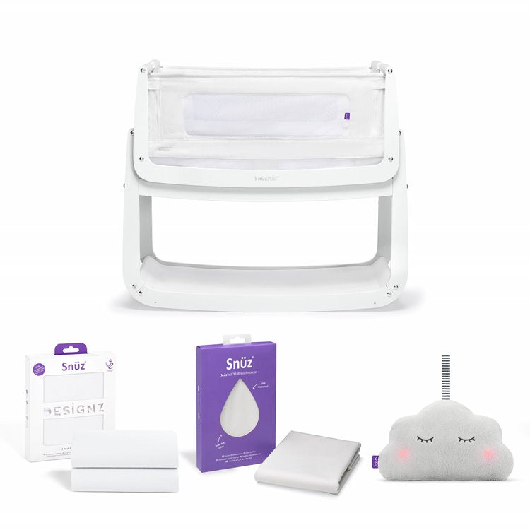 SnuzPod4 Bedside Crib Starter Bundle White