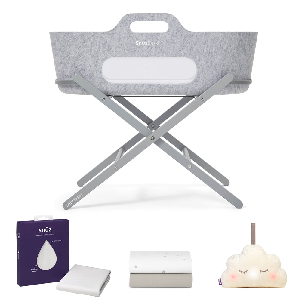SnuzBaskit Light Grey & Dove Bundle with Pine Stand