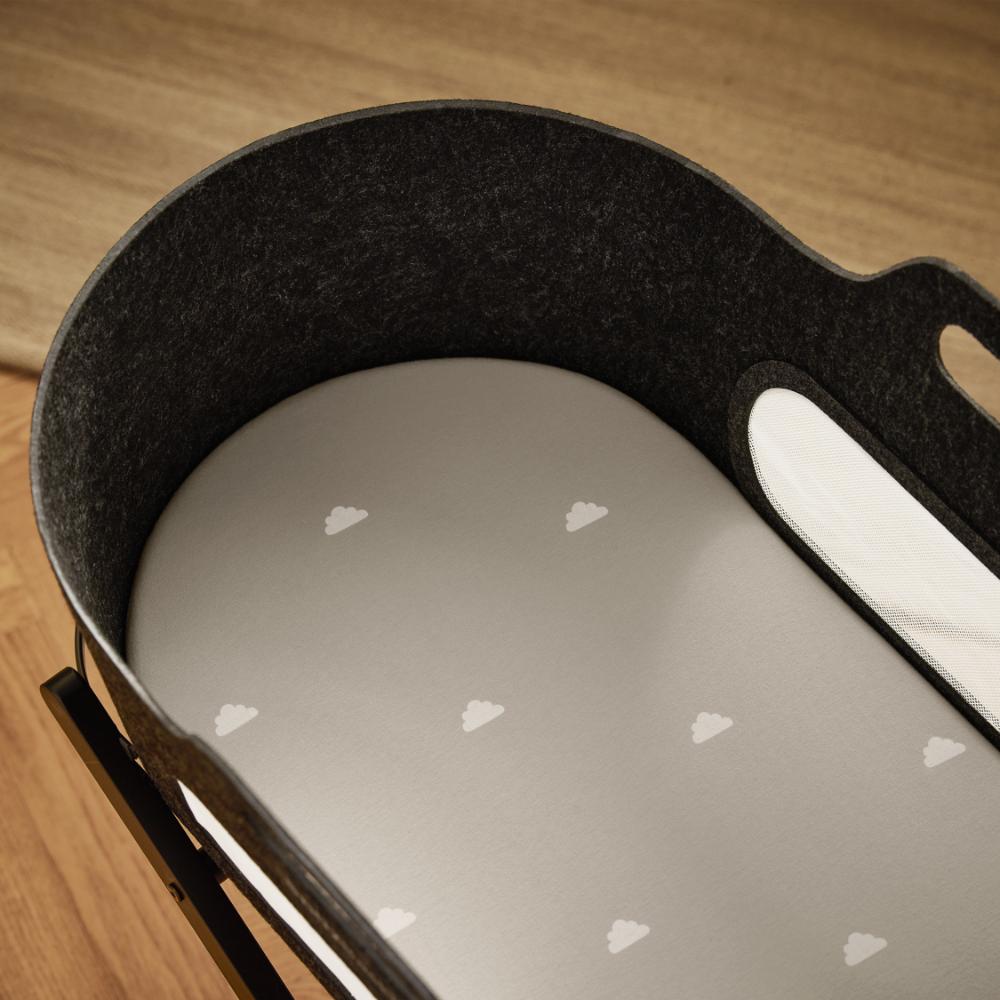 Moses Basket/Pram 2 Pack Fitted Sheets – Grey / Cloud