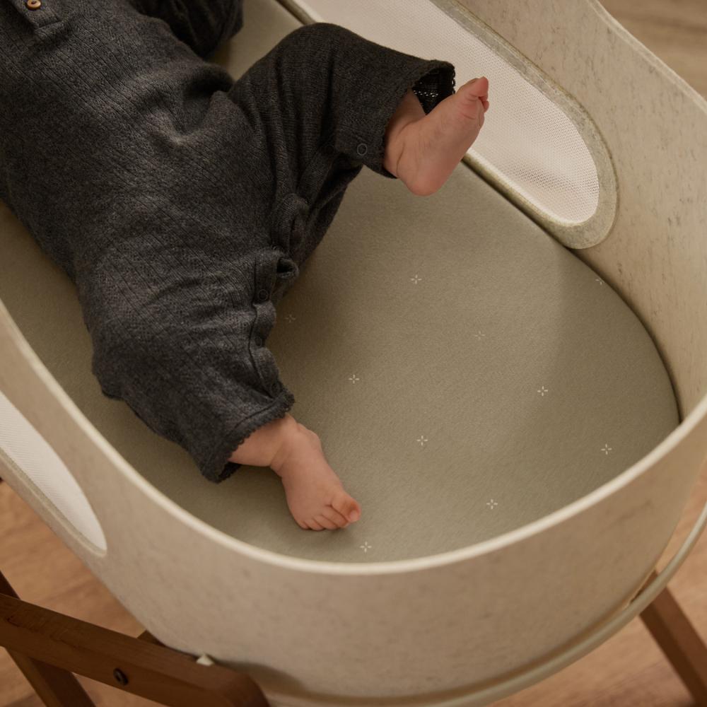 Moses Basket/Pram 2 Pack Fitted Sheets – Sage / Cross