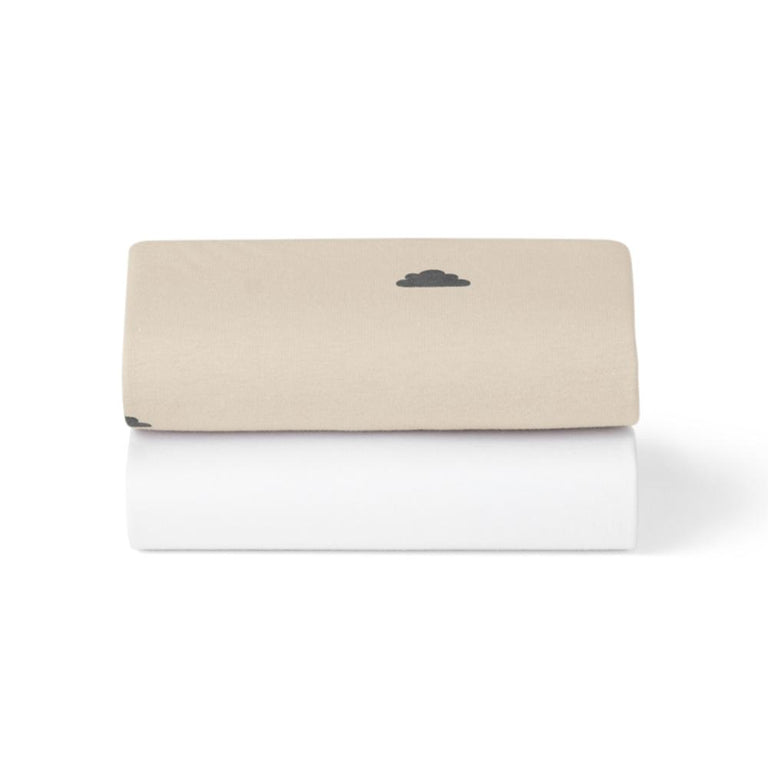 Moses Basket/Pram 2 Pack Fitted Sheets – Sand / Cloud