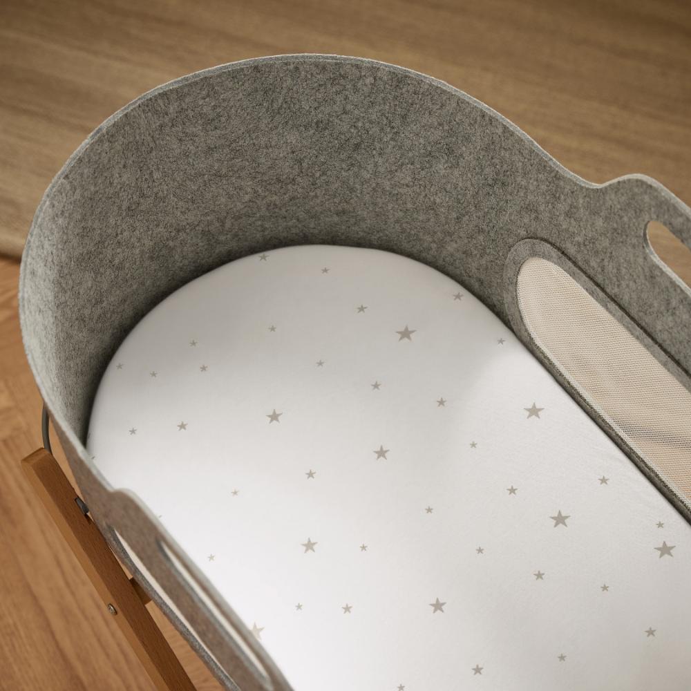 Moses Basket/Pram 2 Pack Fitted Sheets – White / Star