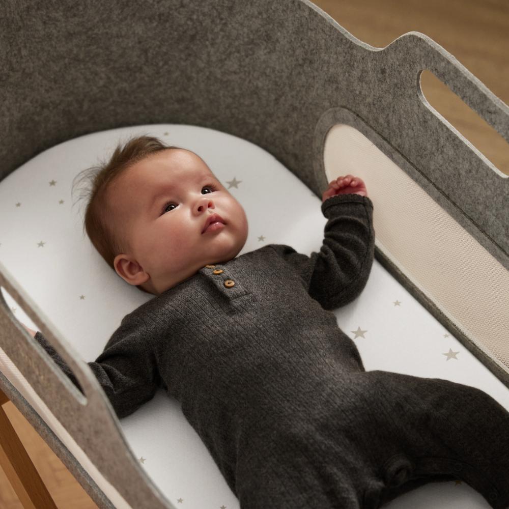 Moses Basket/Pram 2 Pack Fitted Sheets – White / Star