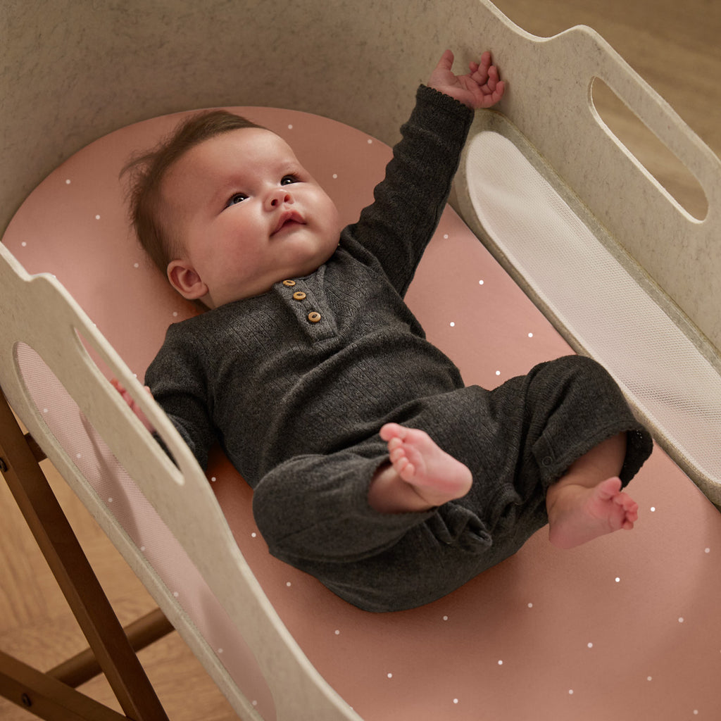 Moses Basket/Pram 2 Pack Fitted Sheets - Blush / Dot