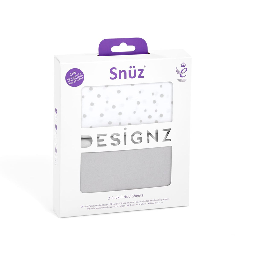 Cot & Cot Bed 2 Pack Fitted Sheet – Grey Spot