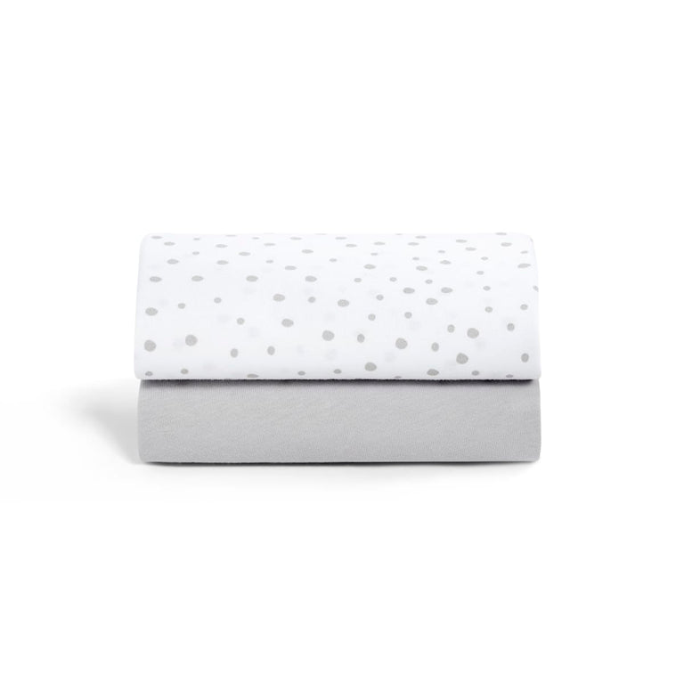 Cot & Cot Bed 2 Pack Fitted Sheet – Grey Spot