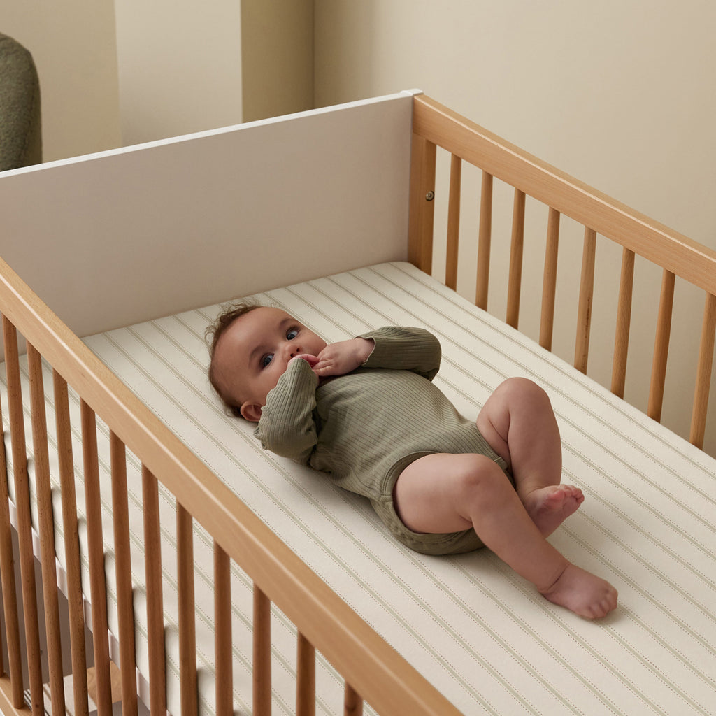 Cot & Cot Bed 2 Pack Fitted Sheet – Sage Stripe