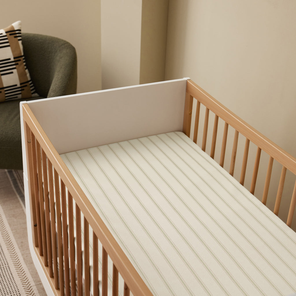 Cot & Cot Bed 2 Pack Fitted Sheet – Sage Stripe