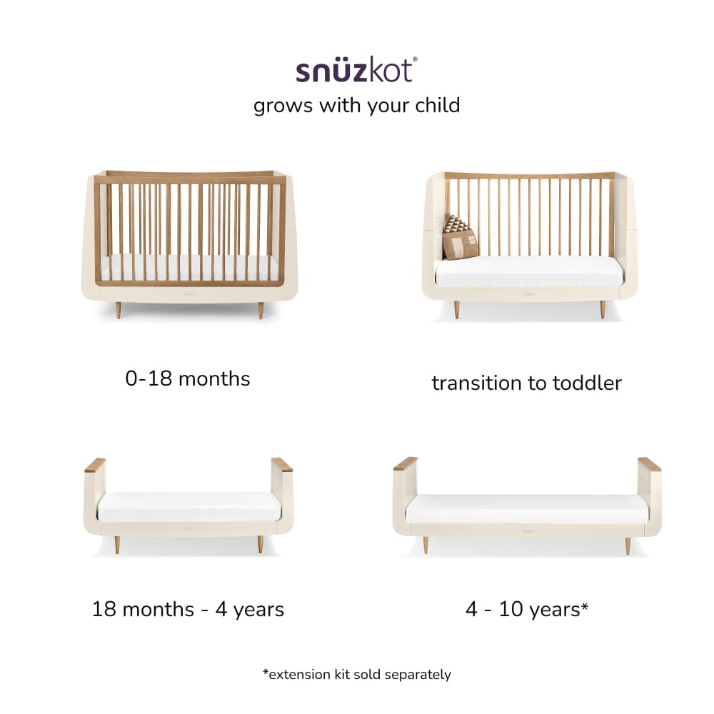 SnuzKot Skandi Cot Bed Cashmere & Walnut