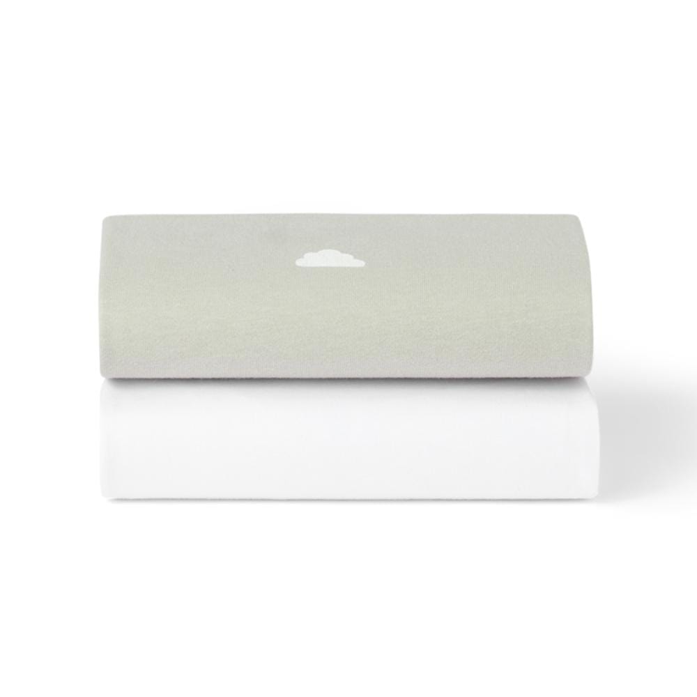 Crib 2 Pack Fitted Sheets - Grey / Cloud