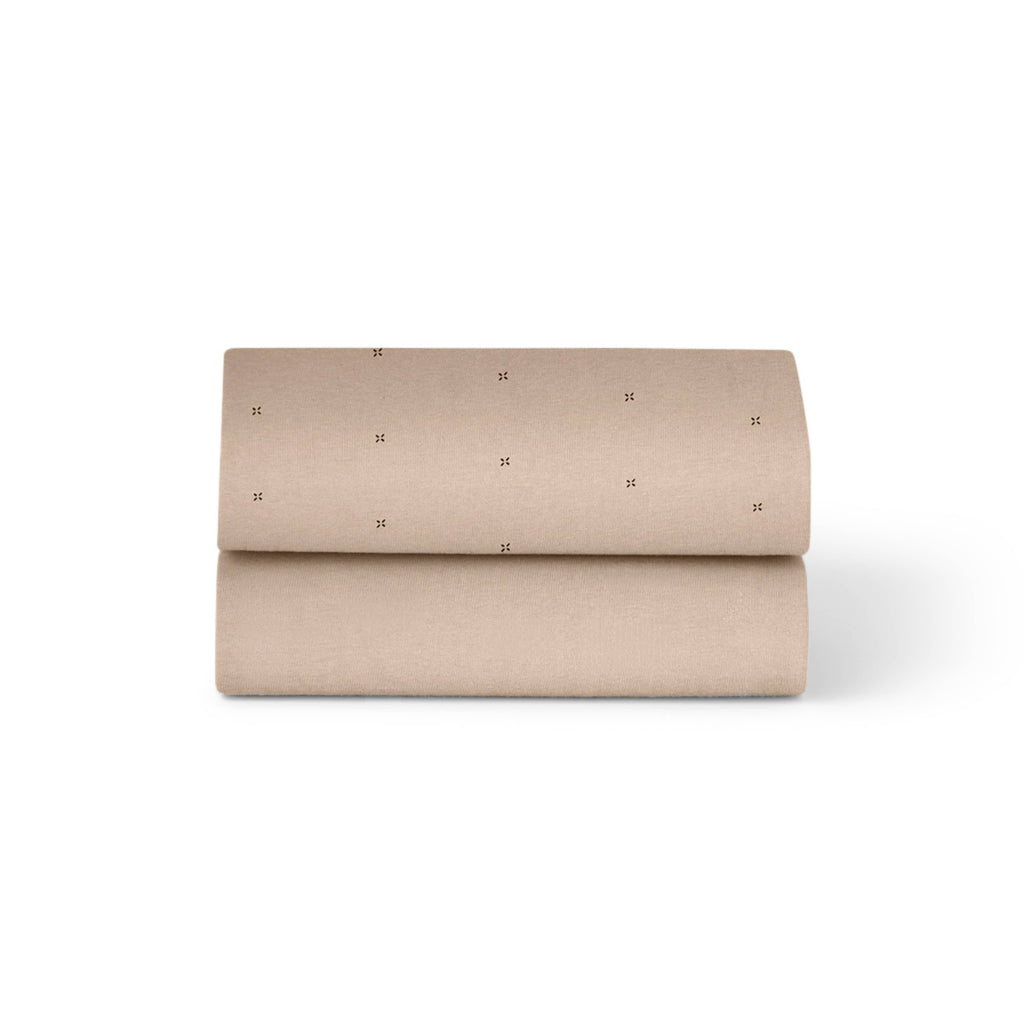 Crib 2 Pack Fitted Sheets - Mocha Cross