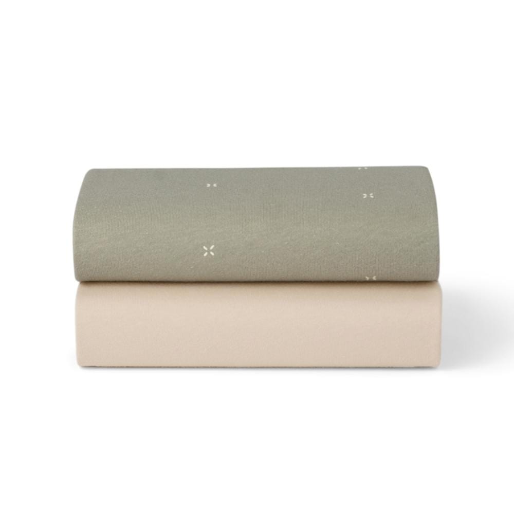 Crib 2 Pack Fitted Sheets - Sage / Cross