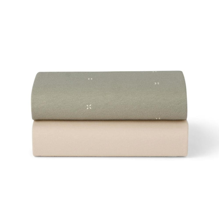 Crib 2 Pack Fitted Sheets - Sage / Cross