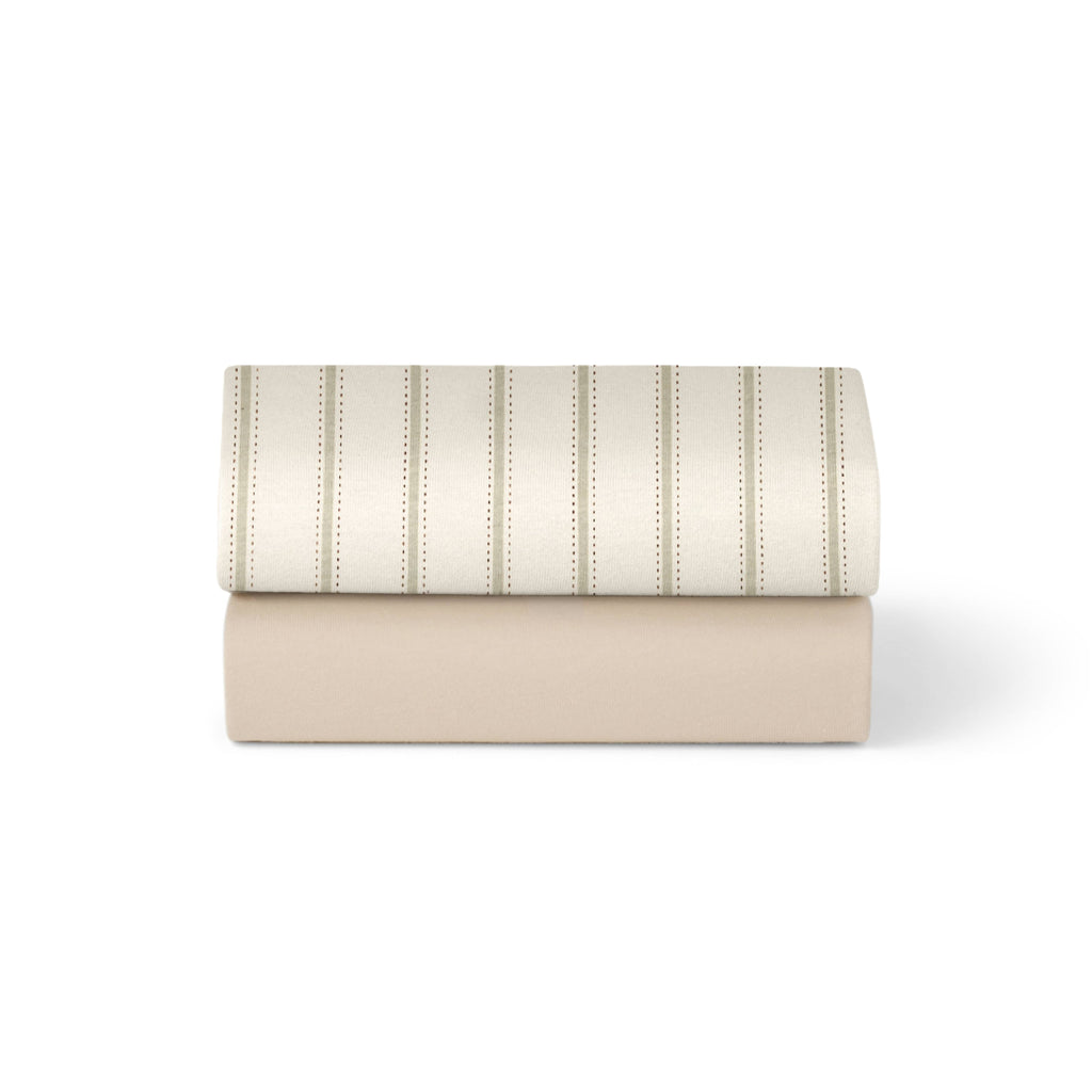 Crib 2 Pack Fitted Sheets - Sage Stripe