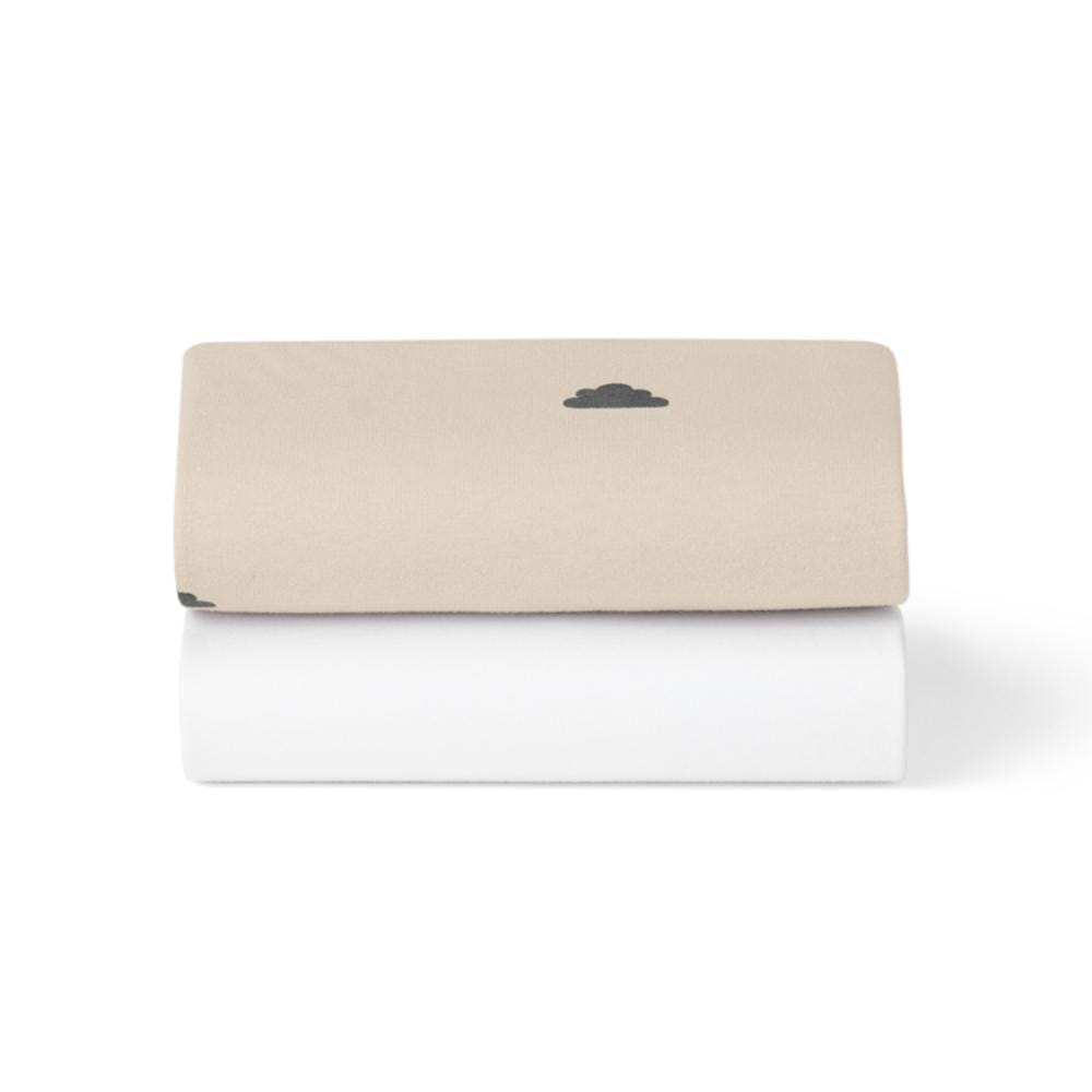 Moses Basket/Pram 2 Pack Fitted Sheets – Sand / Cloud