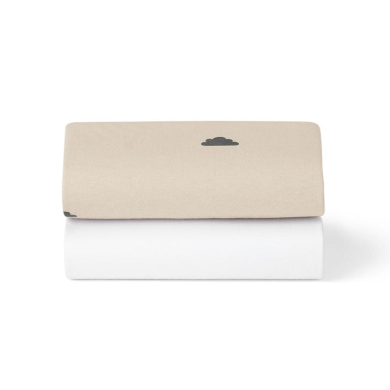 Moses Basket/Pram 2 Pack Fitted Sheets – Sand / Cloud