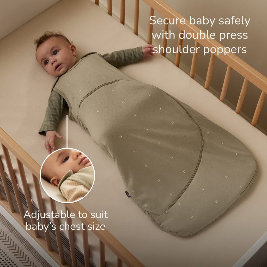 SnuzPouch Sleeping Bag – 1.0 TOG, Sage Cross