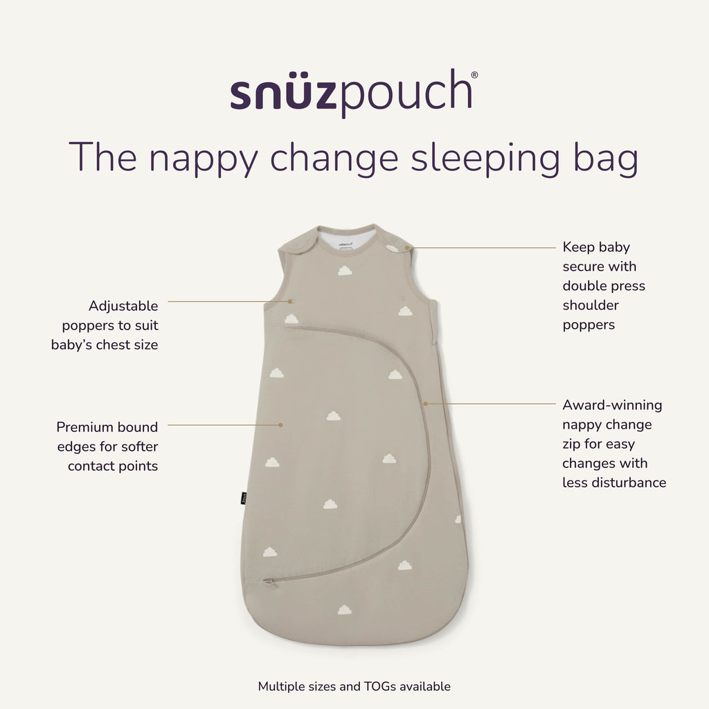 SnuzPouch Sleeping Bag – 1.0 TOG, Grey Cloud