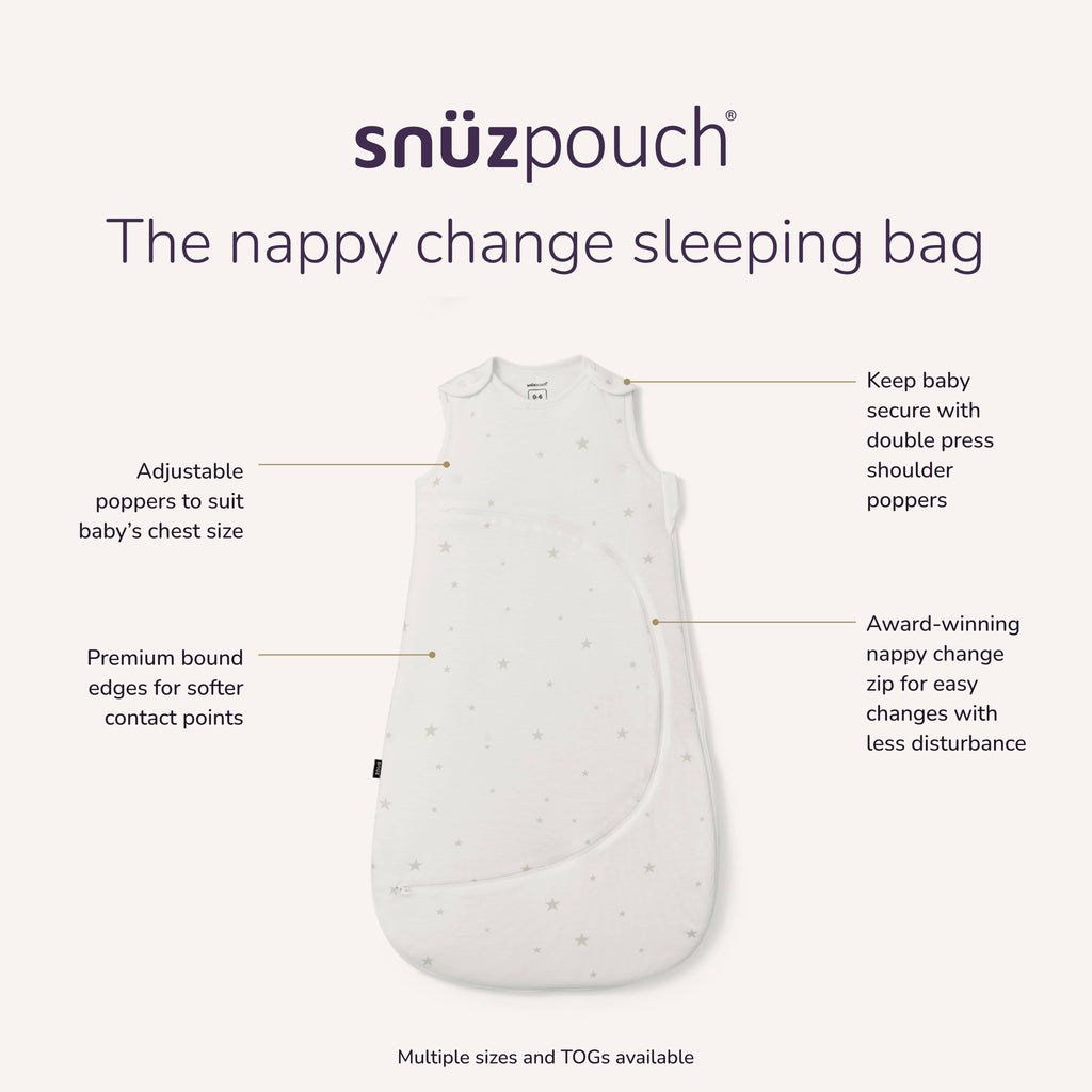 SnuzPouch Sleeping Bag – 2.5 TOG, White Star