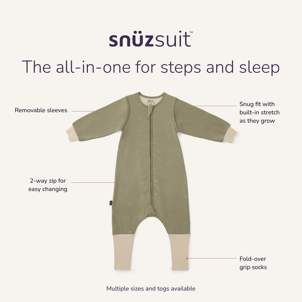 SnuzSuit Toddler Sleepsuit - 1.0 TOG, Sage Cross