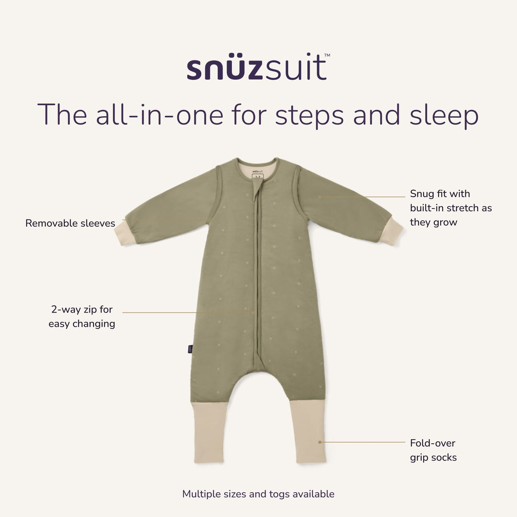 SnuzSuit Toddler Sleepsuit - 2.5 TOG, Sage Cross