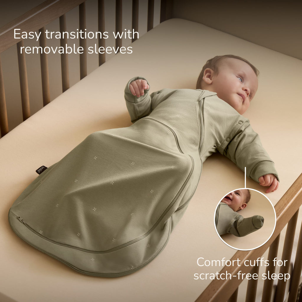 SnuzSwaddle 3-in-1 Newborn Swaddle Bag - 1 TOG, Sage Cross