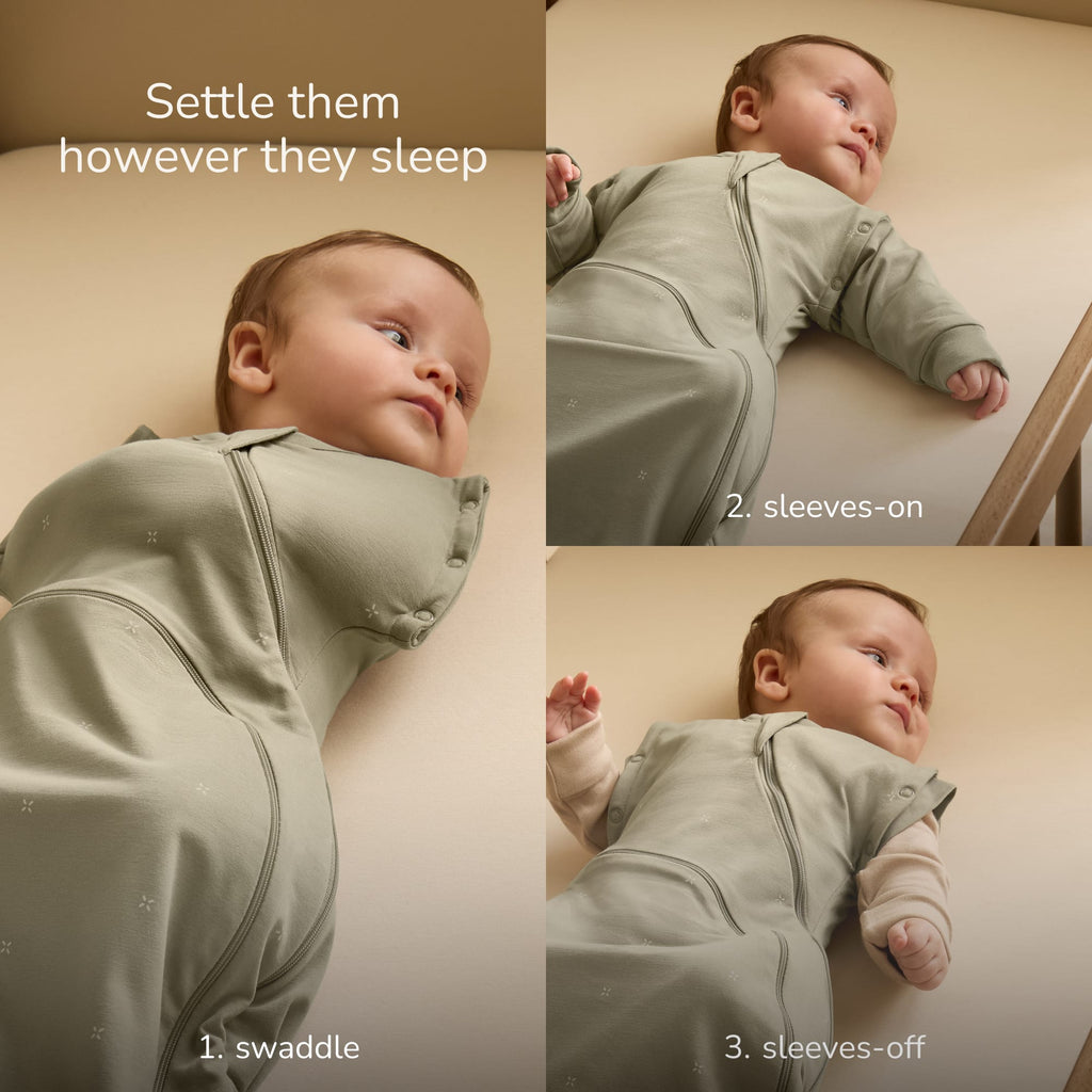 SnuzSwaddle 3-in-1 Newborn Swaddle Bag - 1 TOG, Sage Cross