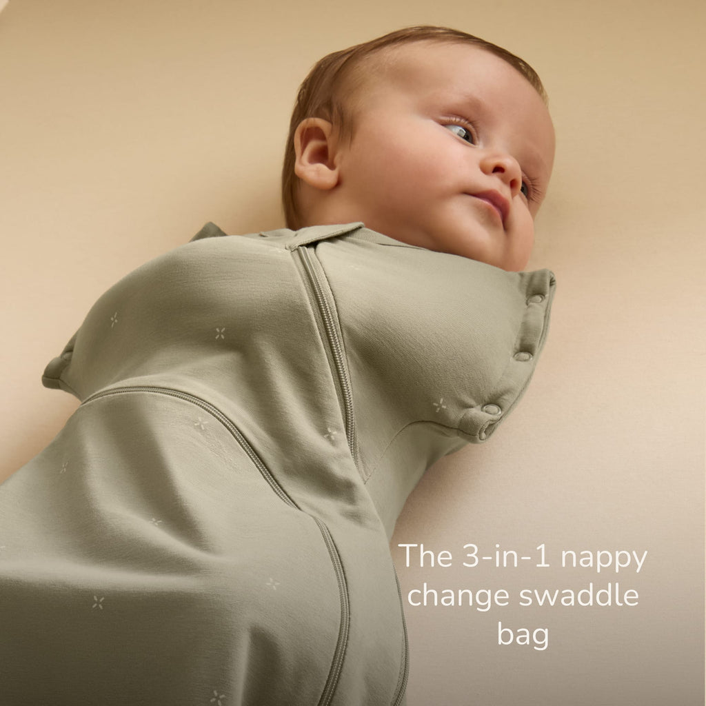 SnuzSwaddle 3-in-1 Newborn Swaddle Bag - 1 TOG, Sage Cross