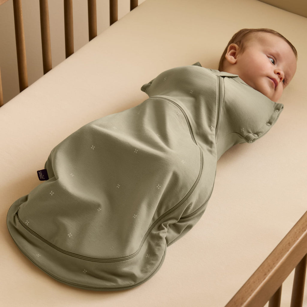 SnuzSwaddle 3-in-1 Newborn Swaddle Bag - 1 TOG, Sage Cross