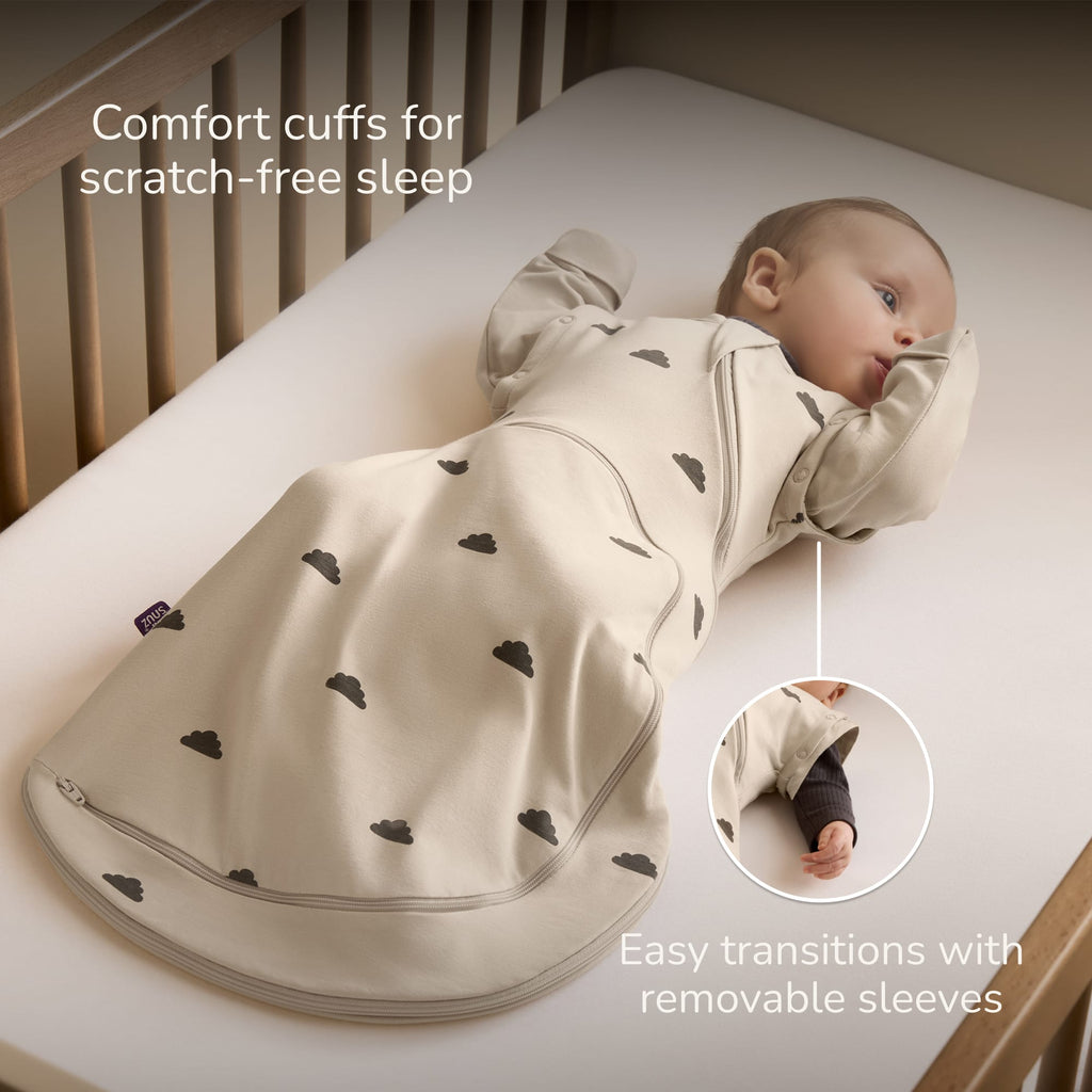 SnuzSwaddle 3-in-1 newborn swaddle bag - 1 TOG, Sand Cloud