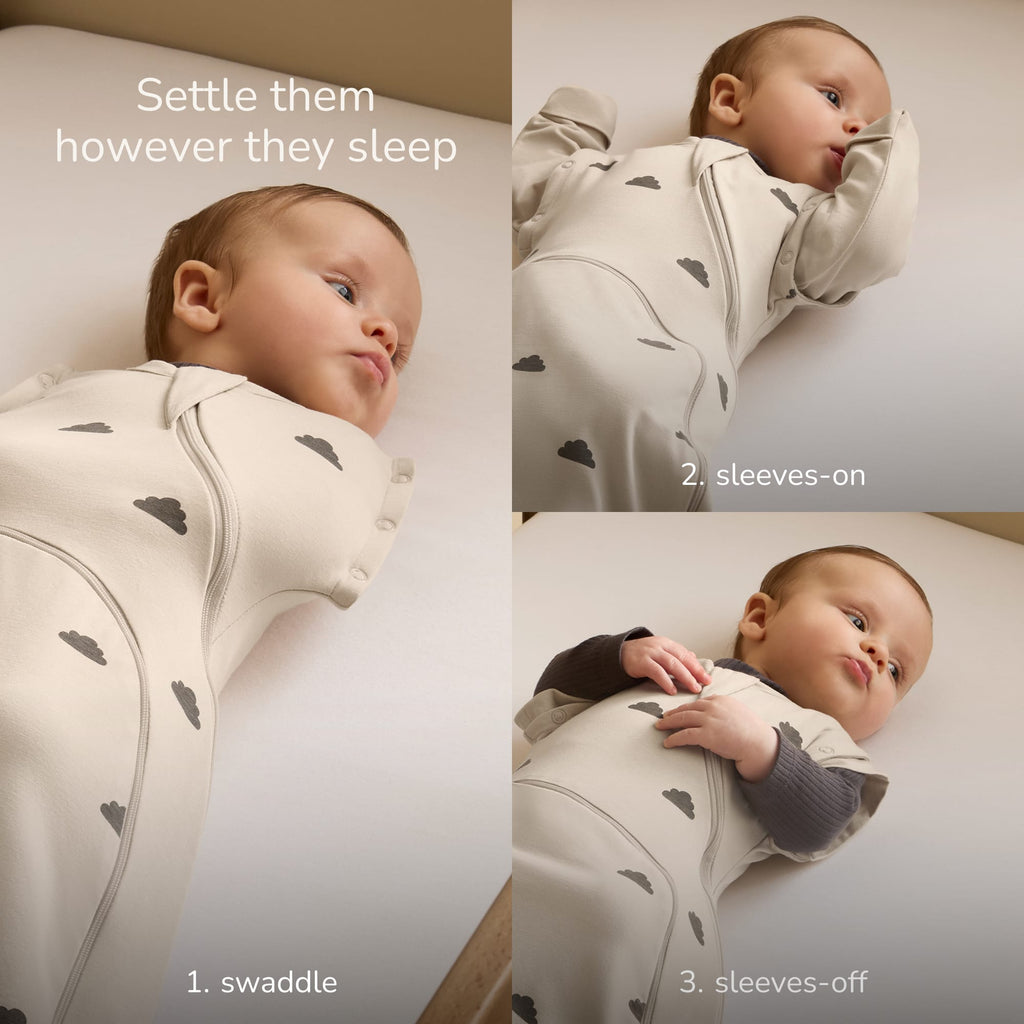 SnuzSwaddle 3-in-1 newborn swaddle bag - 1 TOG, Sand Cloud