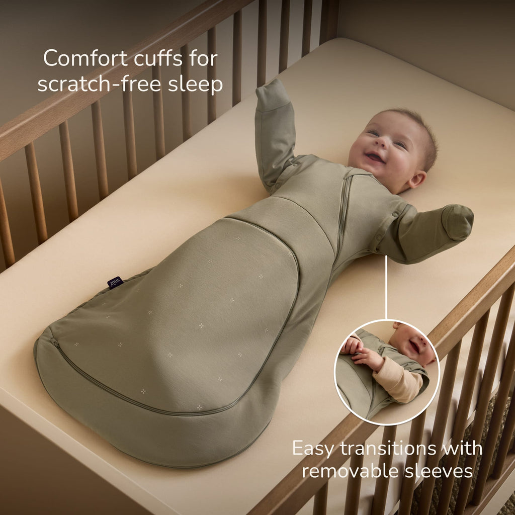 SnuzSwaddle 3-in-1 Newborn Swaddle Bag - 2.5 TOG, Sage Cross
