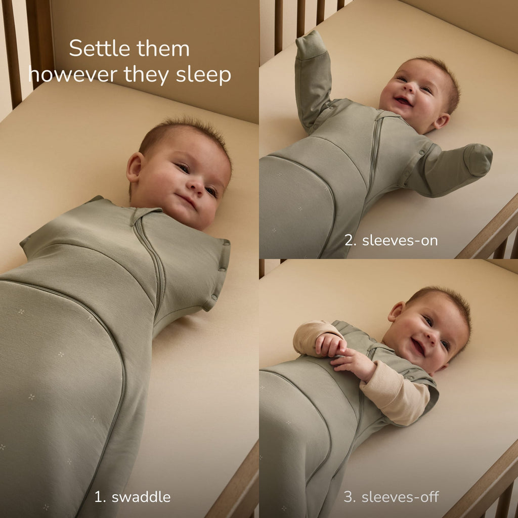 SnuzSwaddle 3-in-1 Newborn Swaddle Bag - 2.5 TOG, Sage Cross