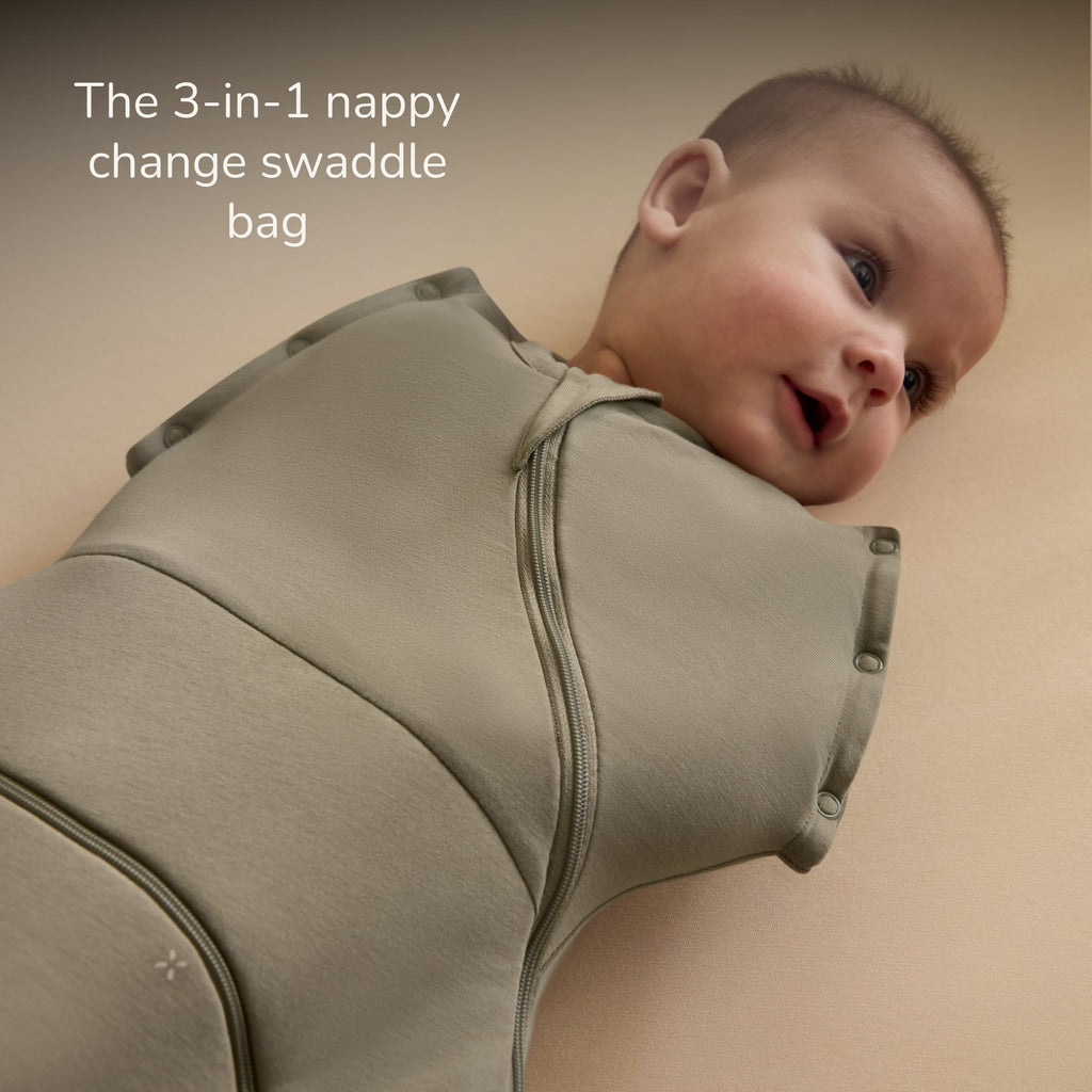 SnuzSwaddle 3-in-1 Newborn Swaddle Bag - 2.5 TOG, Sage Cross