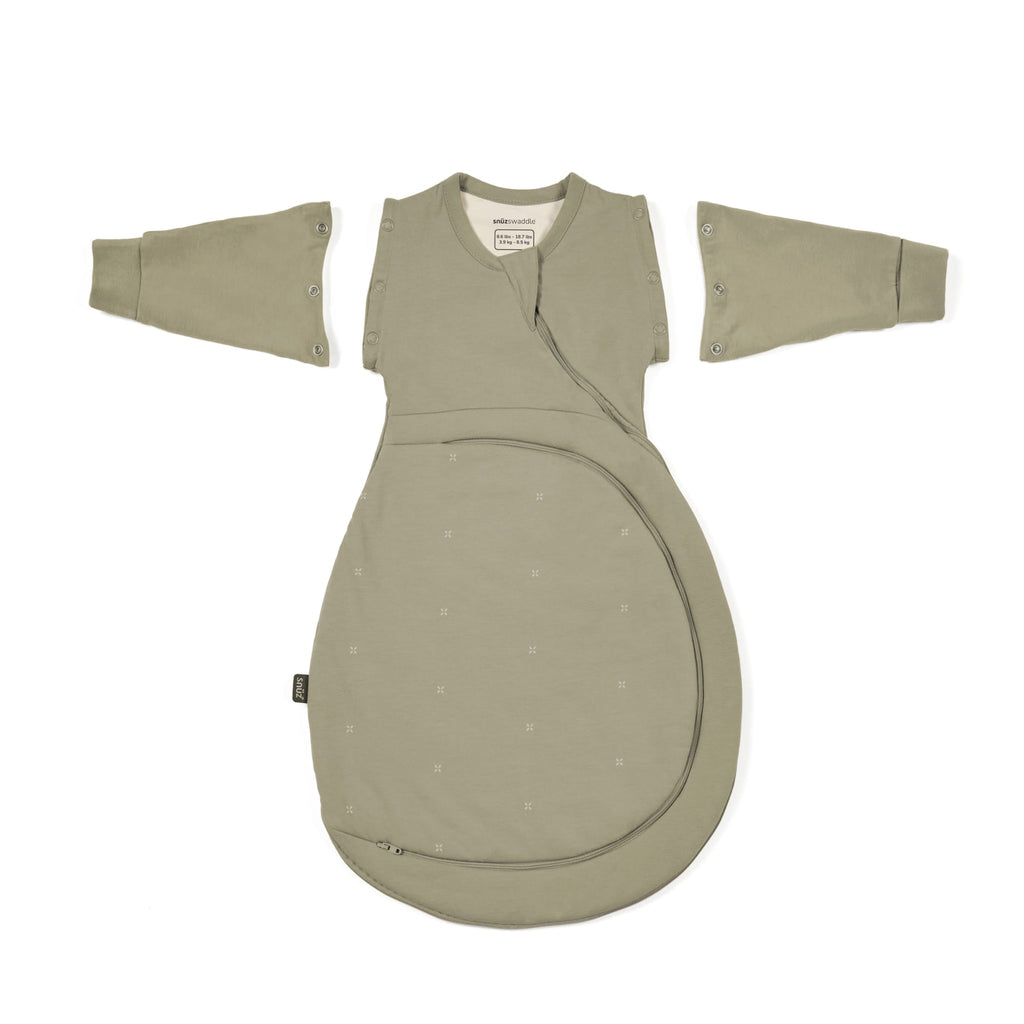 SnuzSwaddle 3-in-1 Newborn Swaddle Bag - 2.5 TOG, Sage Cross