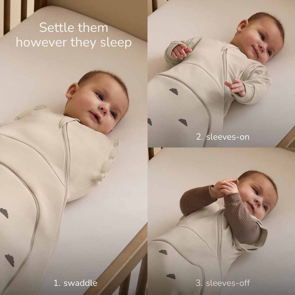 SnuzSwaddle 3-in-1 newborn swaddle bag - 2.5 TOG, Sand Cloud