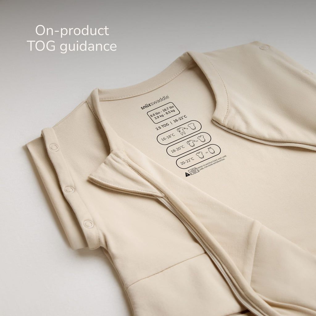 SnuzSwaddle 3-in-1 newborn swaddle bag - 2.5 TOG, Sand Cloud