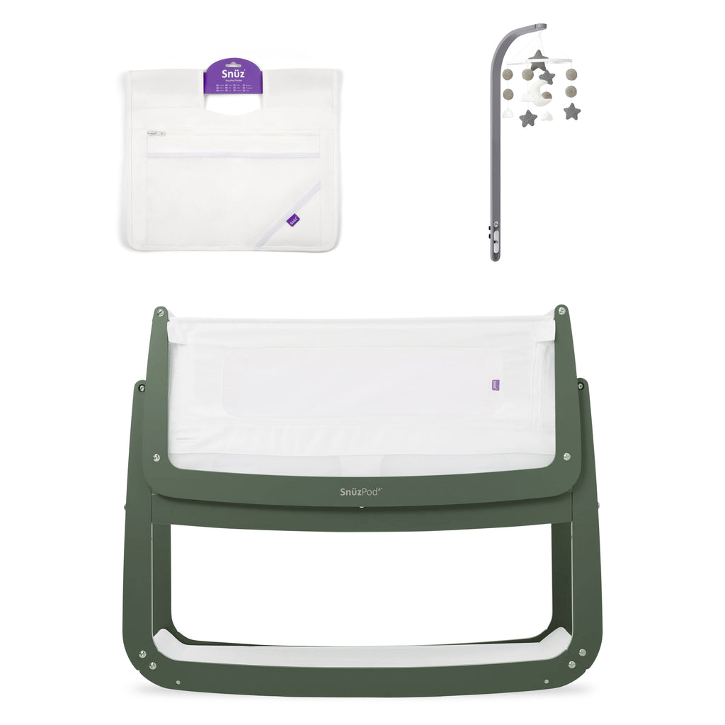 SnuzPod4 Bedside Crib Bundle - Sage
