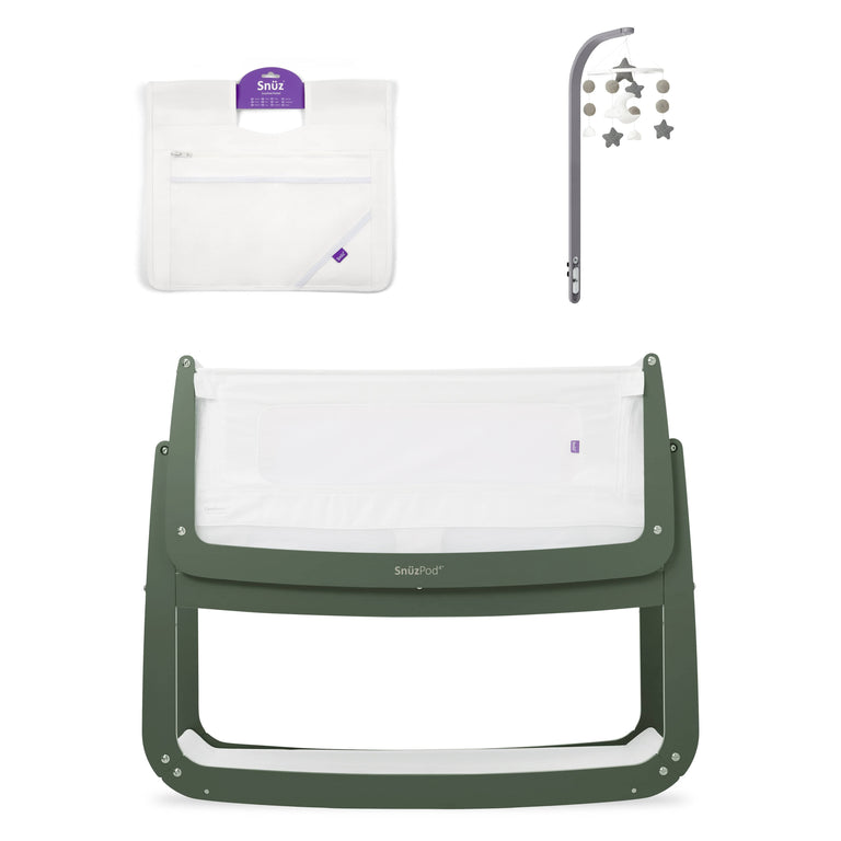 SnuzPod4 Bedside Crib Bundle - Sage
