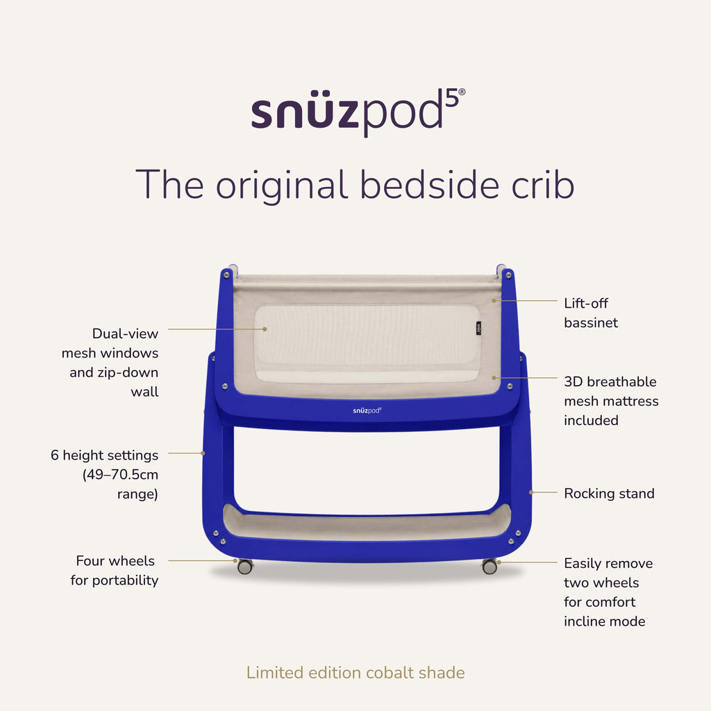 Limited Edition: SnuzPod5 Bedside Crib Cobalt