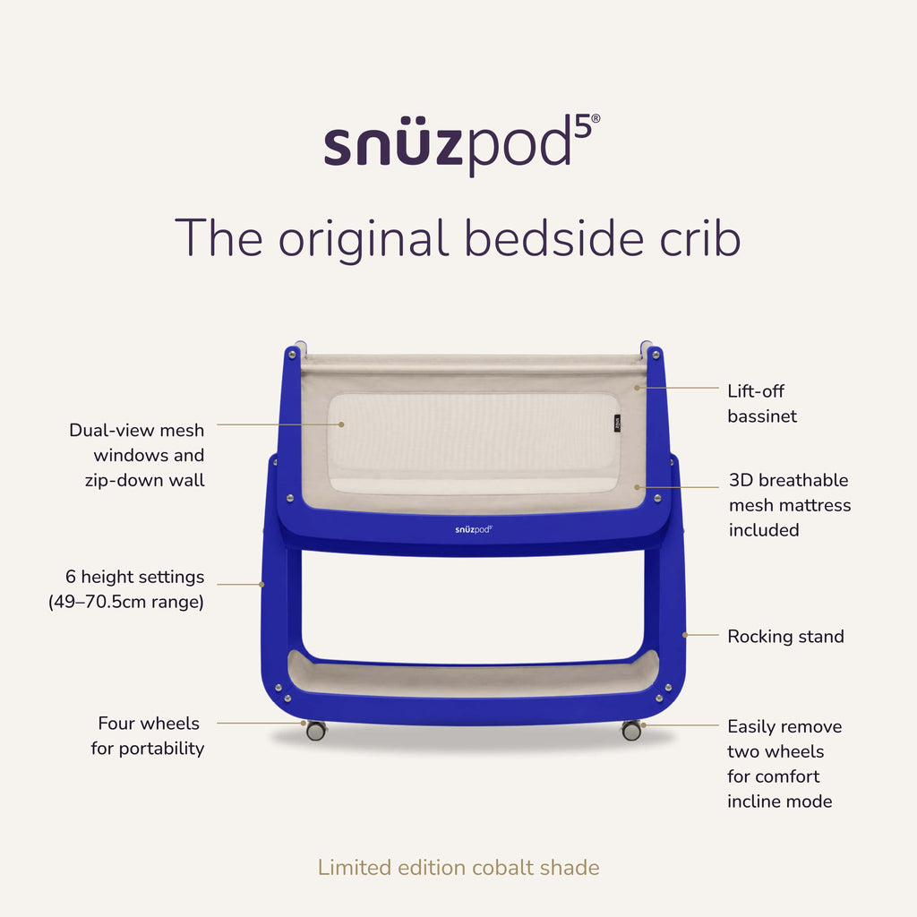 Limited Edition: SnuzPod5 Bedside Crib Cobalt