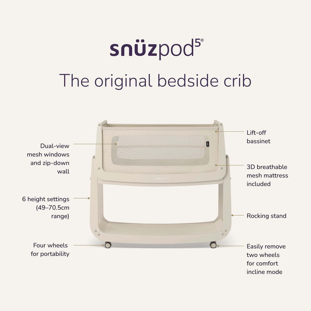 SnuzPod5 Bedside Crib Cashmere