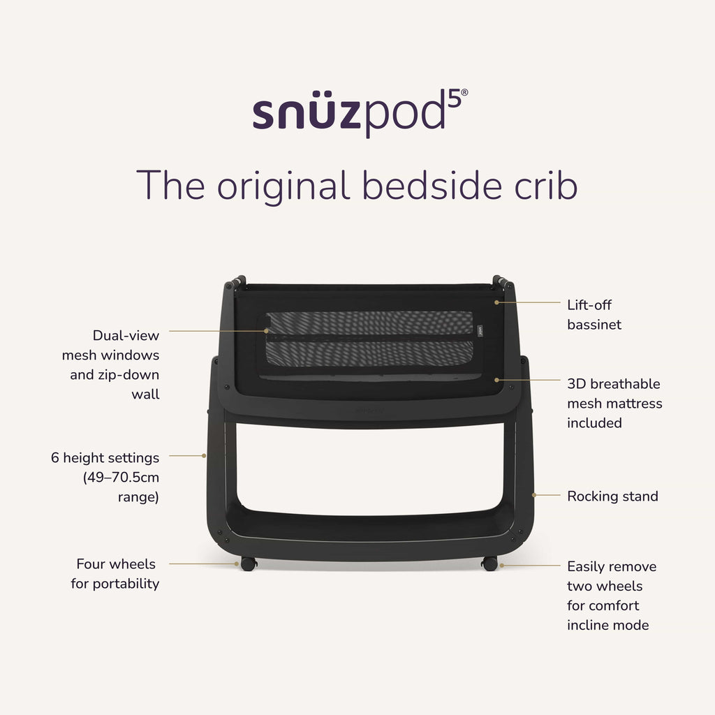 SnuzPod5 Bedside Crib Graphite